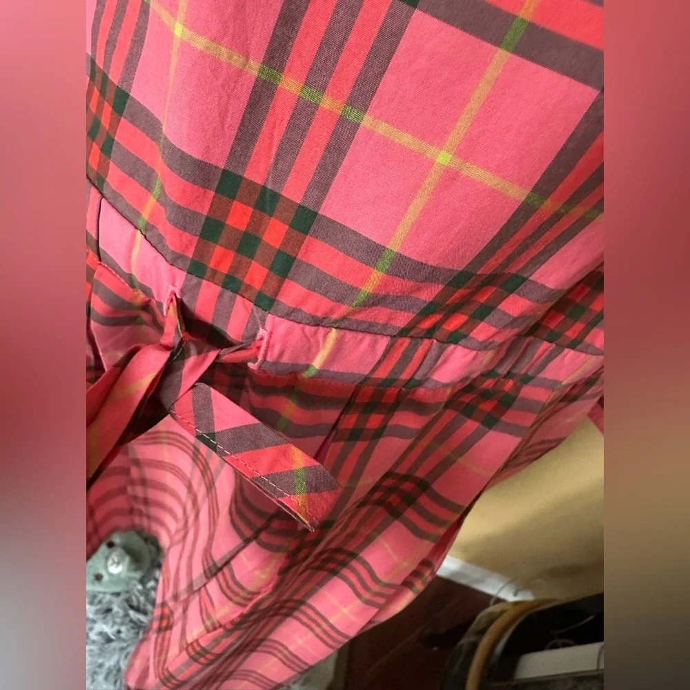 Burberry Pink Plaid Long Sleeve coral red kids Dress size 14y US
